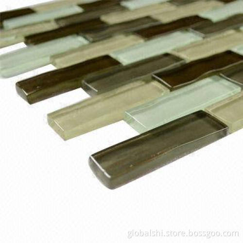 Brown Crystal Glass Mosaic Tiles, Mix Color, 300 x 300mm, 23 x 48mm Unite Size